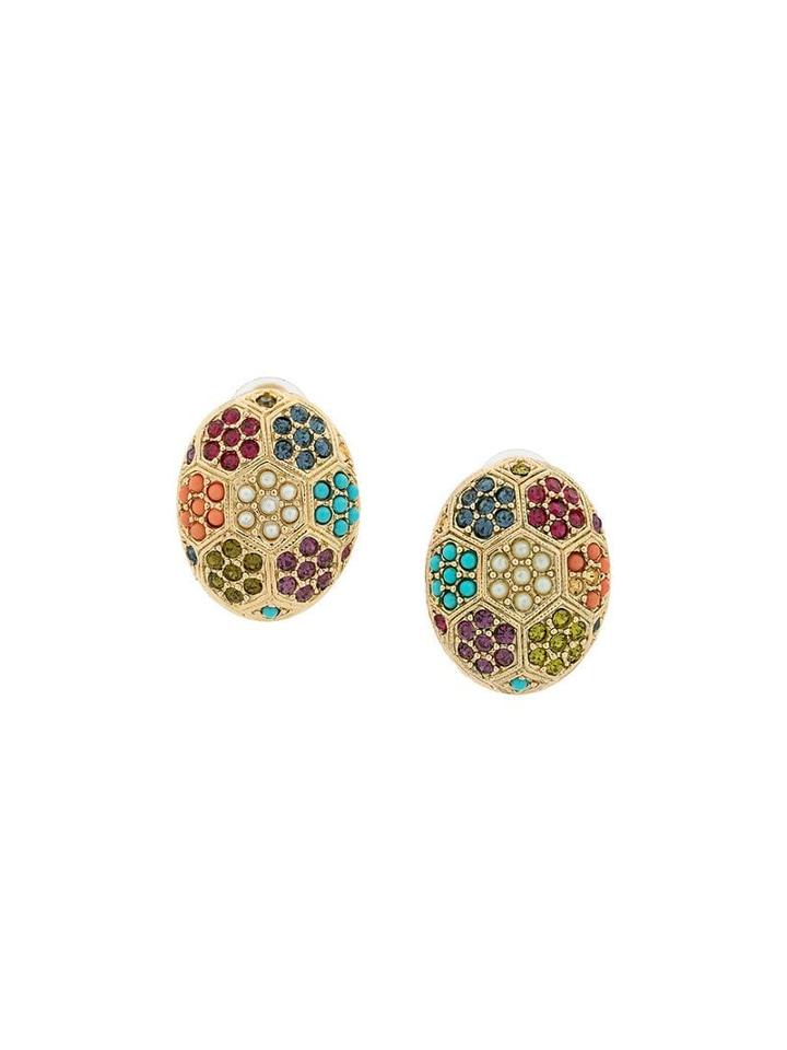 Susan Caplan Vintage 1980's D'orlan Vintage Oval Earrings - Gold