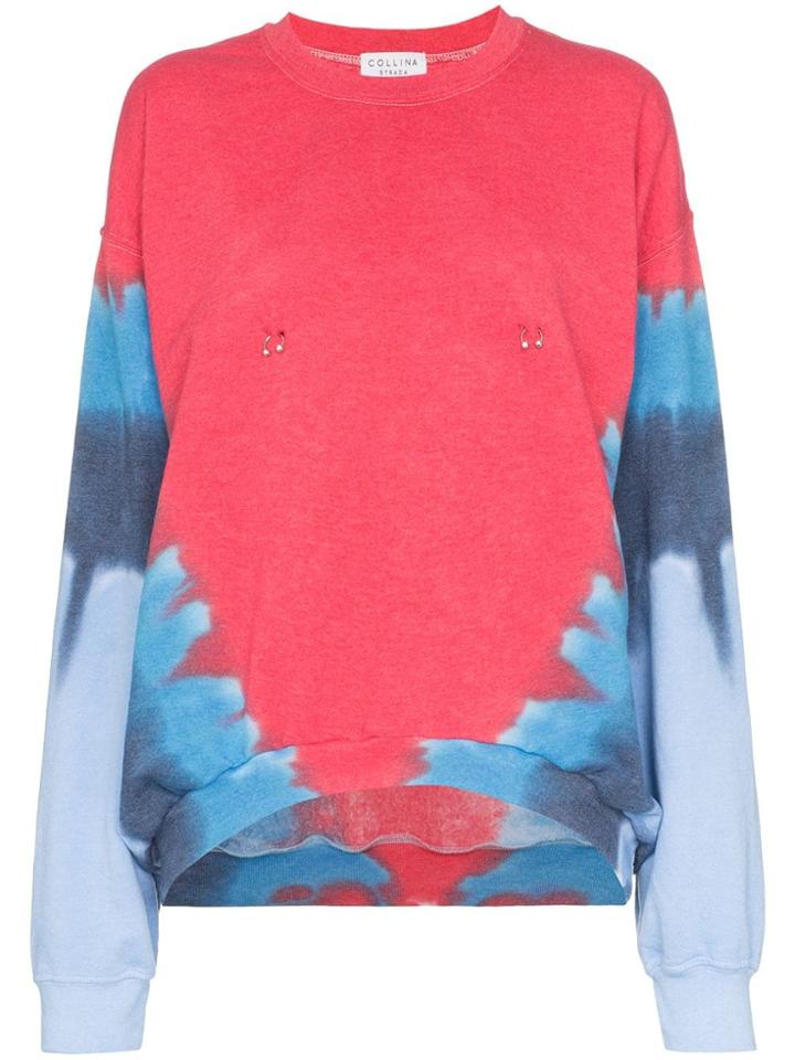 Collina Strada Pierced Contrast Print Sweatshirt - Red