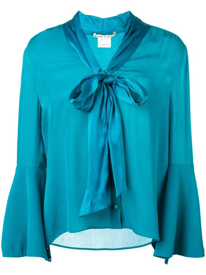 Alice+olivia Merideth Tie Neck Blouse - Blue