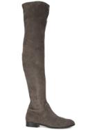 Sergio Rossi Flat Thigh High Boots - Grey