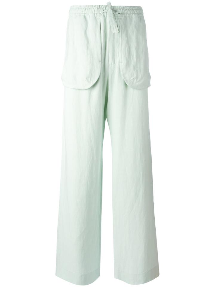 Qasimi External Pockets Straight Trousers, Men's, Size: 30, Green, Linen/flax/viscose