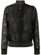 Elie Saab - Lace Panel Bomber Jacket - Women - Nylon/polyester/viscose - 40, Black, Nylon/polyester/viscose