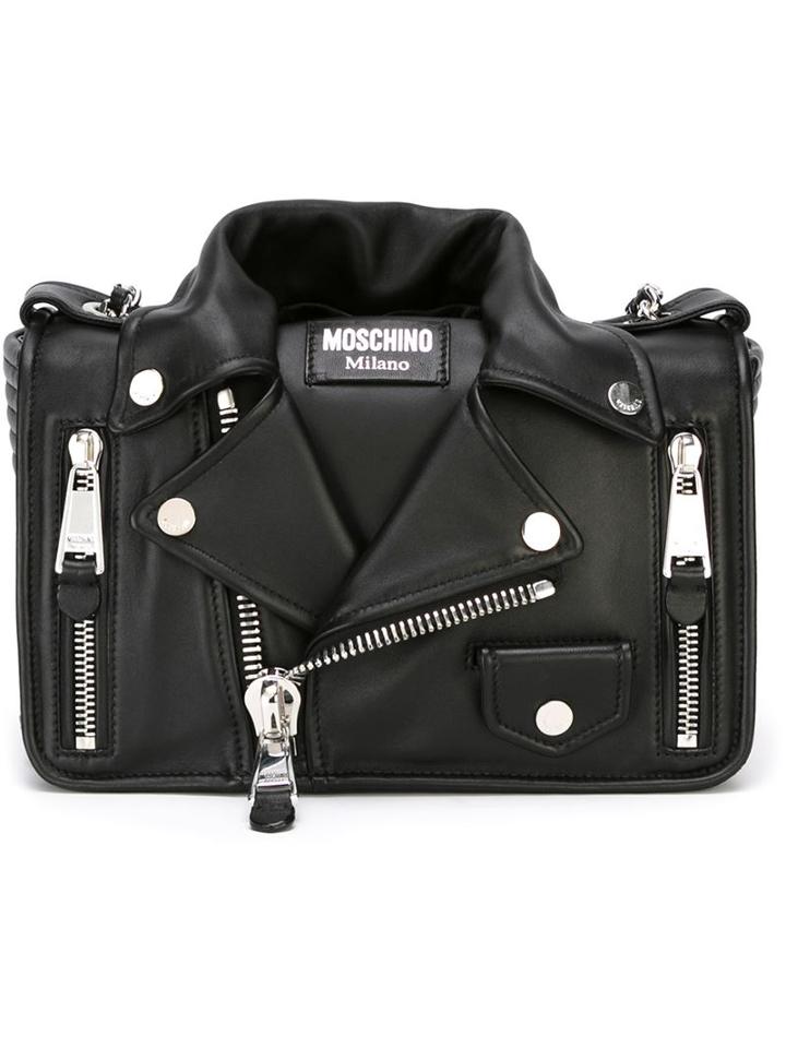 Moschino Biker Crossbody Bag, Women's, Black, Leather/metal (other)