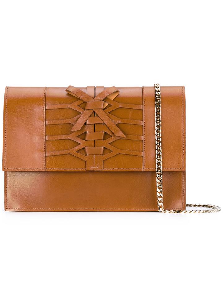 Casadei - Lattice Shoulder Bag - Women - Nappa Leather/kid Leather - One Size, Brown, Nappa Leather/kid Leather