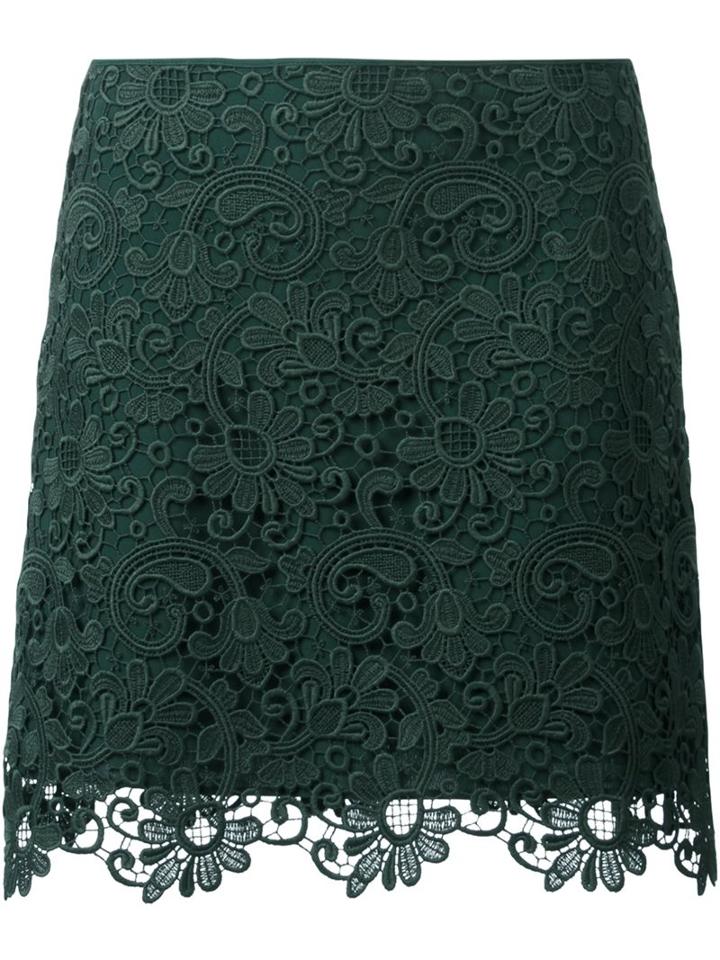 No21 Embroidered Skirt, Women's, Size: 40, Green, Silk/polyester/acetate