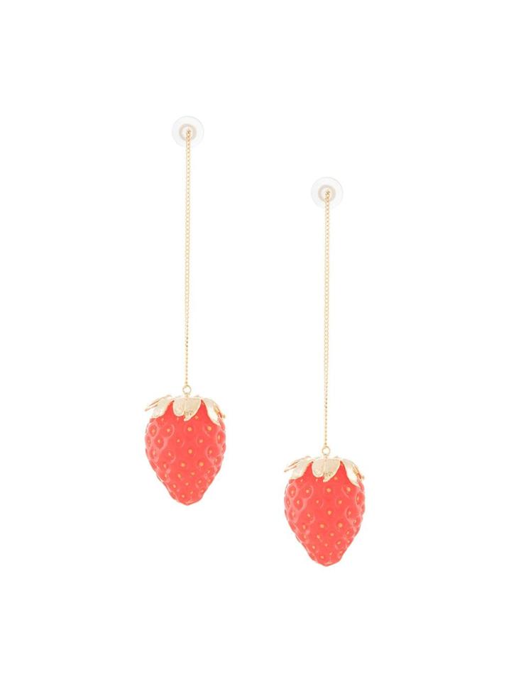 E.m. Strawberry Long Pendant Earrings - Red