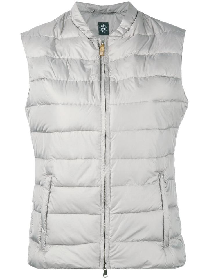 Eleventy - Collarless Gilet - Women - Polyester - L, Grey, Polyester
