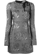 No21 Metallic Pattern Longsleeved Dress, Women's, Size: 40, Grey, Silk/cotton/polyamide/acetate