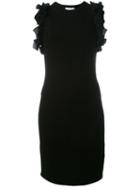 3.1 Phillip Lim Zip And Ruffle Detail Dress, Women's, Size: Medium, Black, Cotton/spandex/elastane