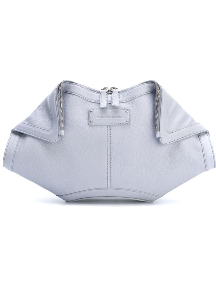 Alexander Mcqueen De Manta Clutch, Women's, Grey, Calf Leather
