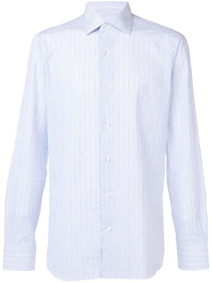 Barba Gingham Check Shirt - Blue