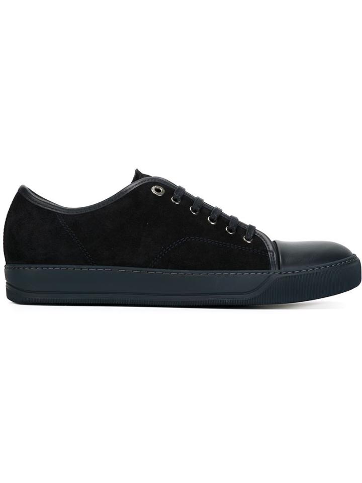 Lanvin Contrasted Toe Cap Sneakers, Men's, Size: 6, Blue, Calf Leather/rubber