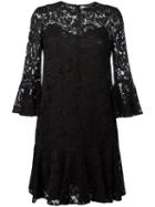 Valentino Ruffled Guipure Lace Mini Dress, Women's, Size: 42, Black, Cotton/viscose/polyamide