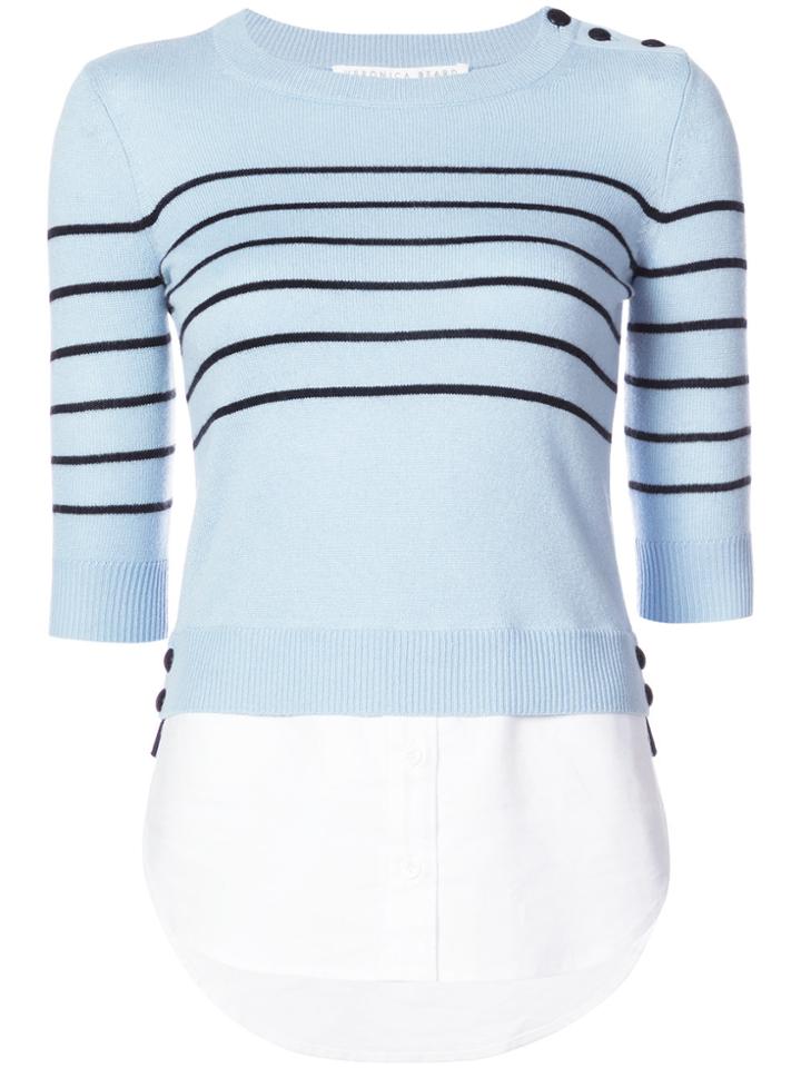 Veronica Beard Striped Button Jumper - Blue