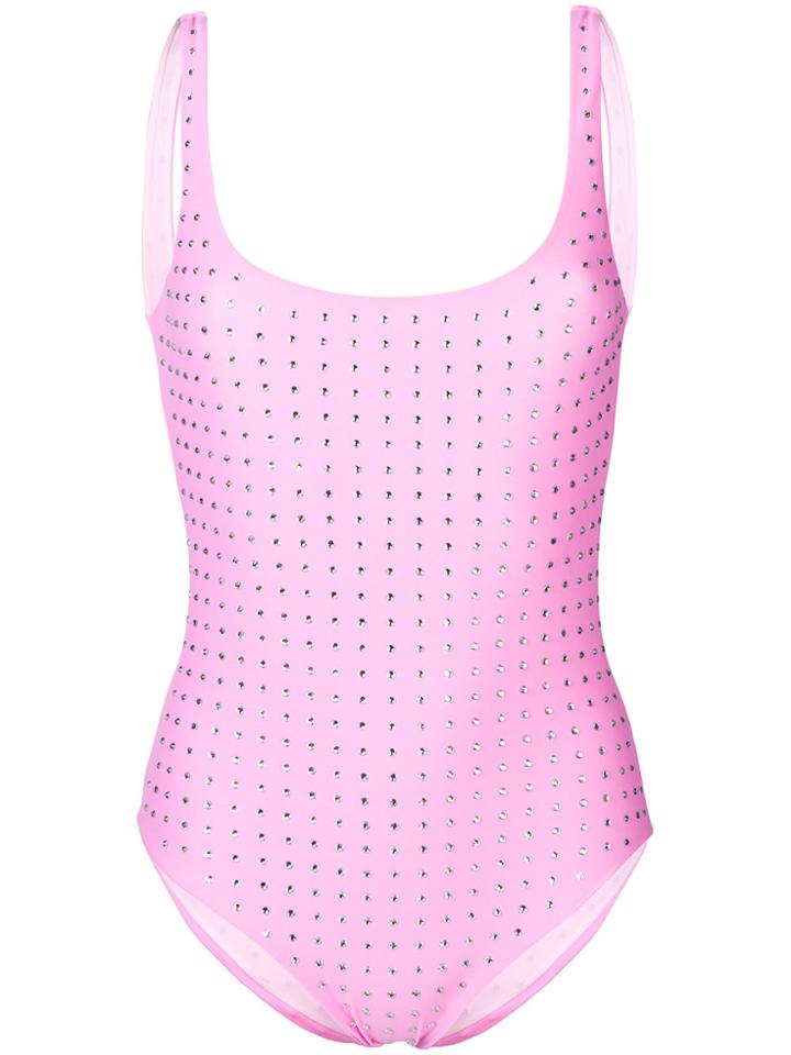 Moschino Stud Embellished Swimsuit - Pink & Purple