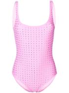 Moschino Stud Embellished Swimsuit - Pink & Purple