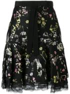 Giambattista Valli Floral Lace Trim Skirt - Black
