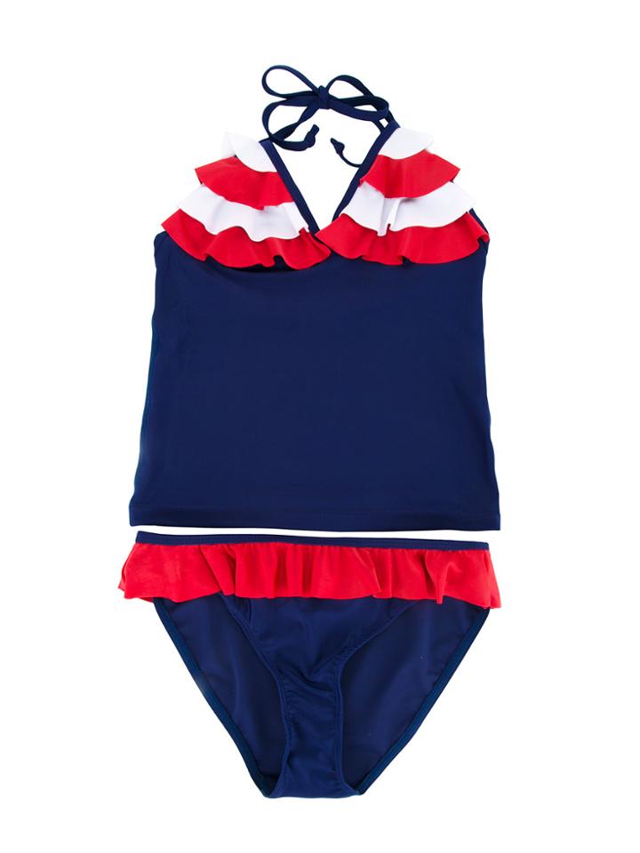 Duskii Girl Poppy Mermaid Tankini Set - Blue