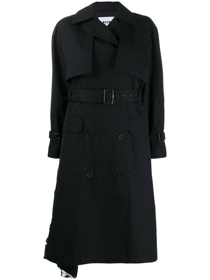 Msgm Sequin Trench Coat - Black