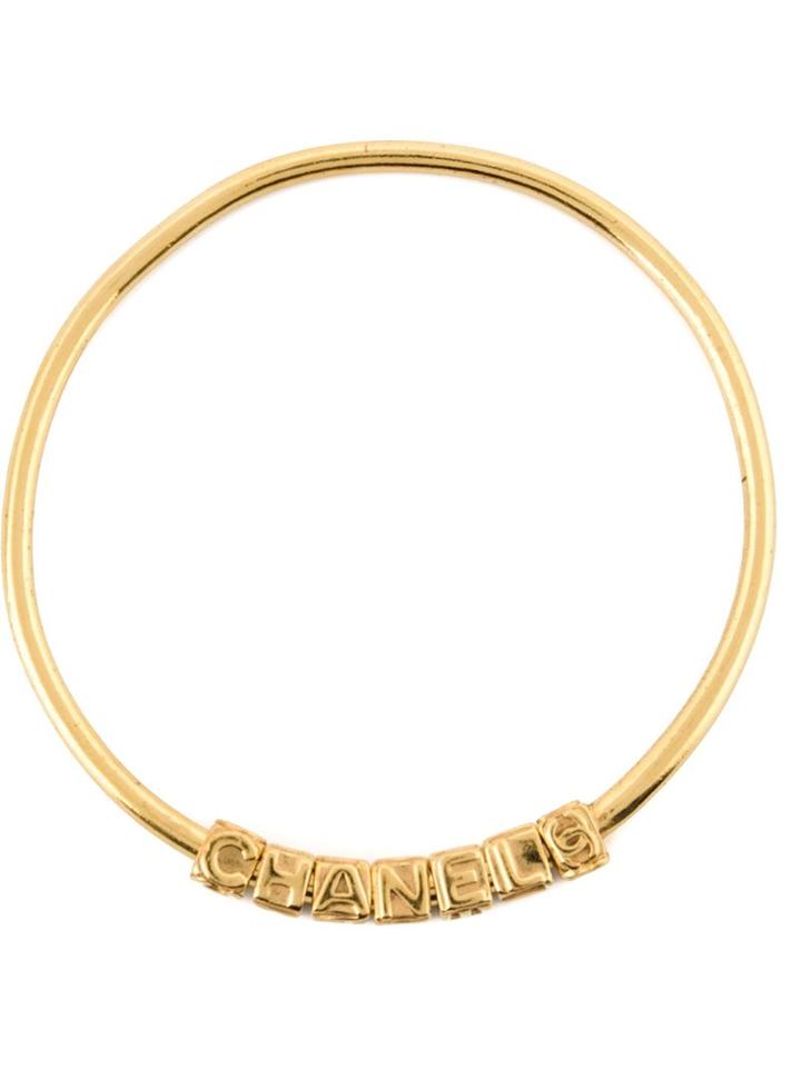 Chanel Vintage Logo Squares Bracelet, Women's, Metallic