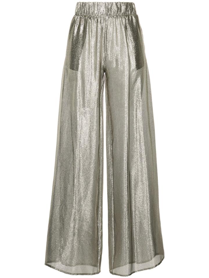 Black Coral Wide Leg Trousers - Metallic