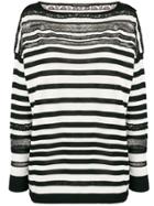 Ermanno Scervino Striped Sheer Detail Sweater - Black