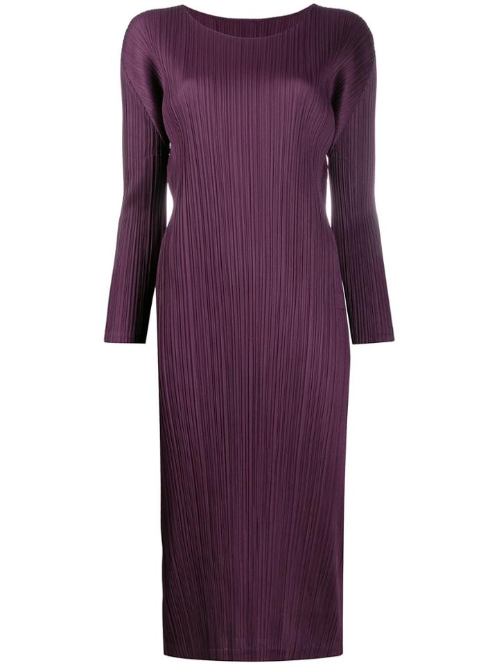 Pleats Please Issey Miyake Plissé Satin Dress - Purple