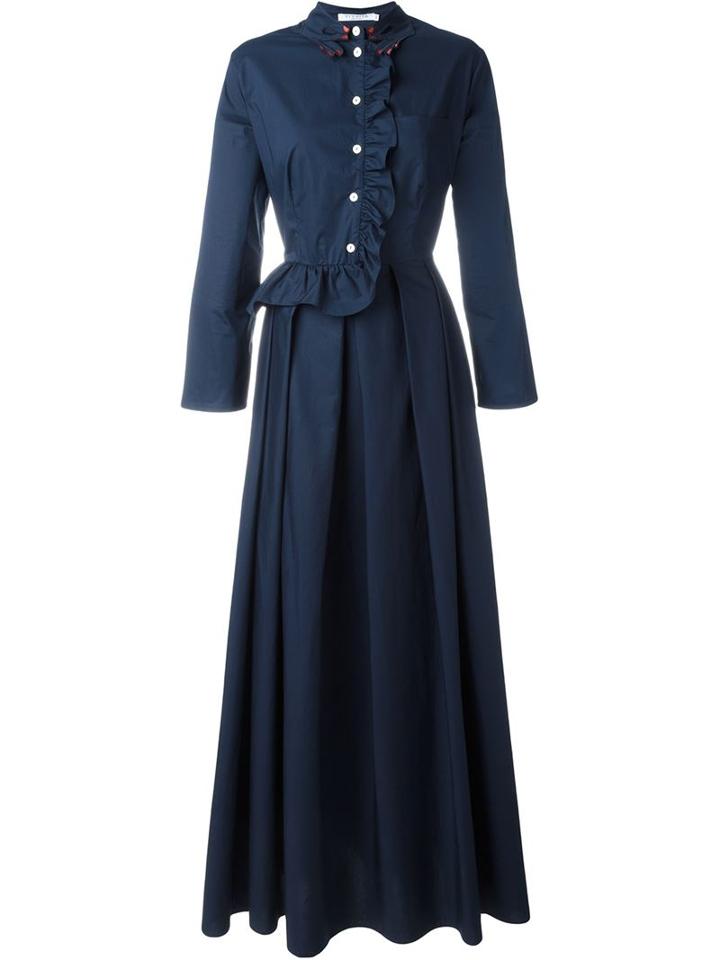 Vivetta Ruffle Fastening Hand Collar Long Pleated Dress