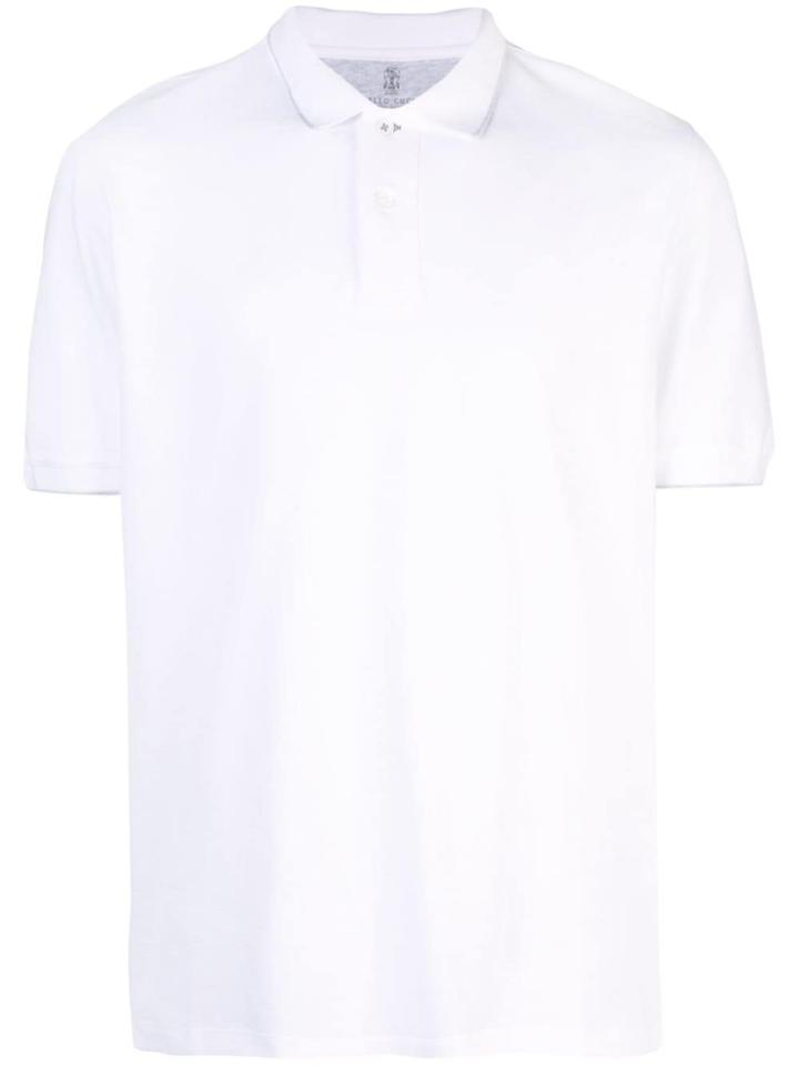 Brunello Cucinelli Short Sleeved Polo Shirt - White