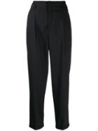Closed Bay Cropped Tapered Trousers - Black