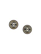 Chanel Pre-owned Cc Button Earrings - Black