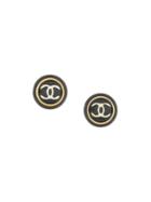 Chanel Pre-owned Cc Button Earrings - Black