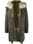 Yves Salomon Homme Fur Trimmed Parka, Men's, Size: 50, Green, Cotton/rabbit Fur/polyester/coyote Fur