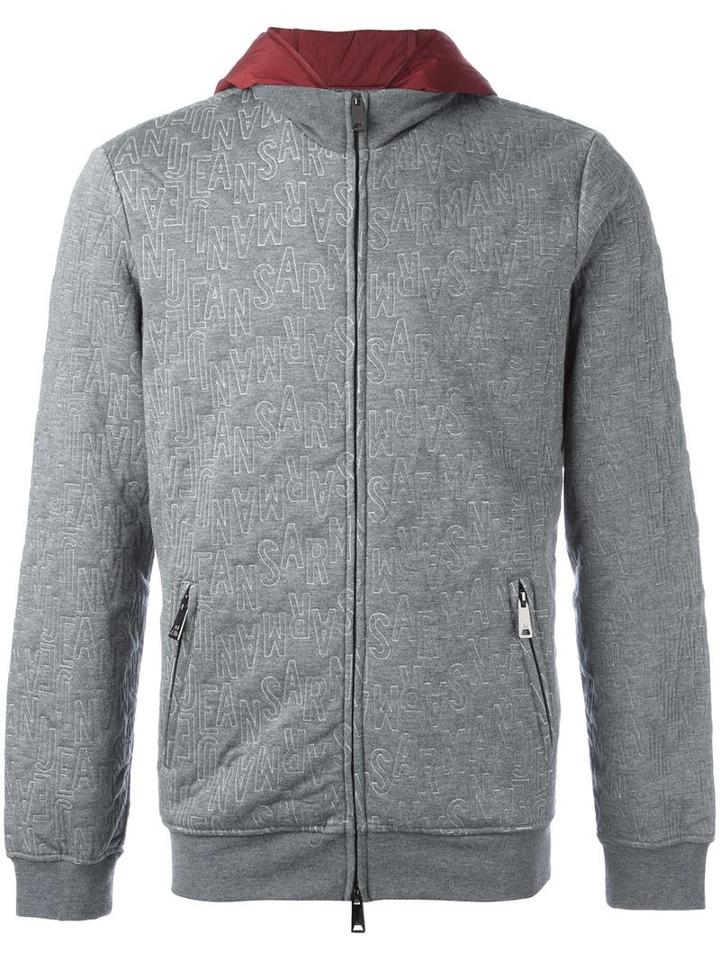 Armani Jeans Zipped Hoodie, Men's, Size: Large, Grey, Polyester/spandex/elastane/viscose/polyamide