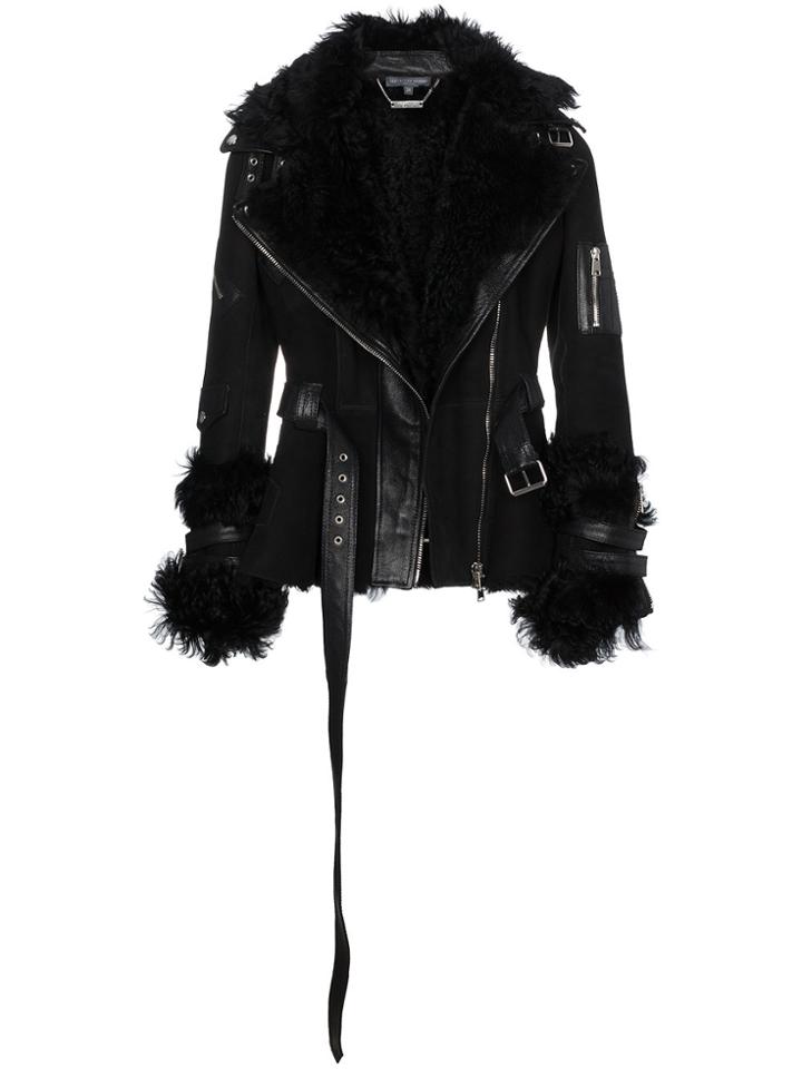 Alexander Mcqueen Suede And Shearling Biker Jacket - Black