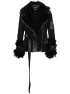 Alexander Mcqueen Suede And Shearling Biker Jacket - Black