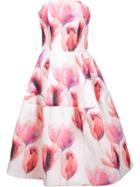 Christian Siriano Strapless Floral Gown, Women's, Size: 4, White, Silk