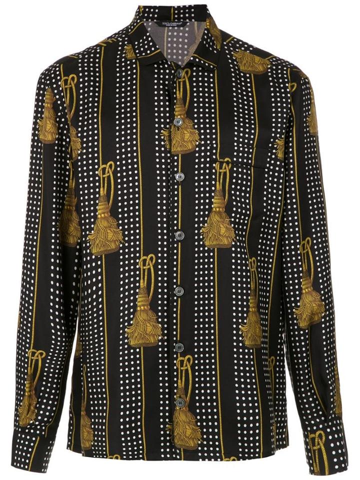 Dolce & Gabbana Tassel Printed Shirt - Black