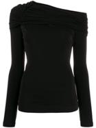 Roberto Cavalli Draped Neck Top - Black