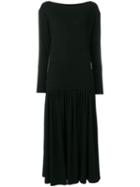Jean Paul Gaultier Pre-owned Boat Neck Gathered Dress - Black