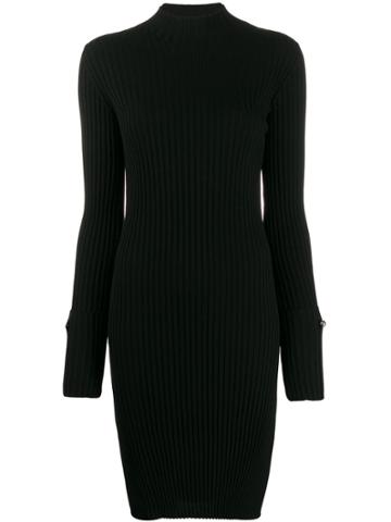 Mrz Ribbed Knit Turtleneck Dress - Black