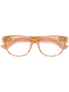 Gucci Eyewear Transparent Glitter Rectangular Glasses, Yellow/orange, Acetate