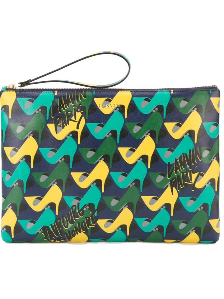 Lanvin Shoe Print Clutch, Women's, Blue, Leather