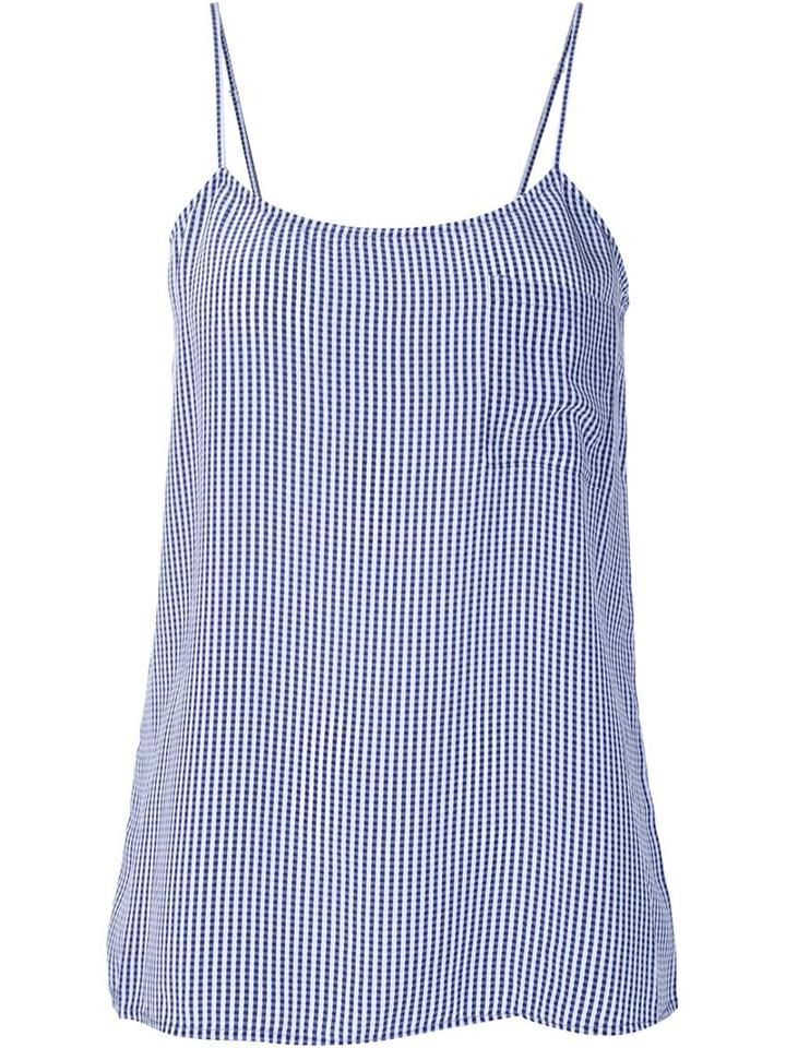 Equipment Checked Top, Women's, Size: M, Blue, Silk