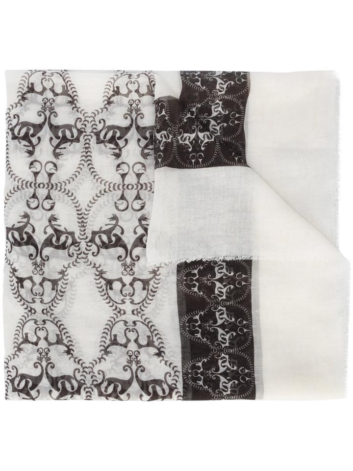 Thomas Wylde Skull Illusion Printed Scarf - White