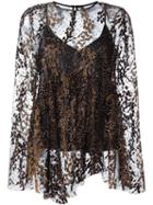 Opening Ceremony Tulle Overlayer Blouse, Women's, Size: 2, Black, Polyester/nylon