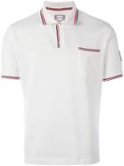 Moncler Gamme Bleu Striped Trim Polo Shirt, Men's, Size: Medium, White, Cotton