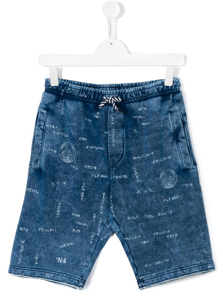 Diesel Kids Over-dyed Track Shorts, Boy's, Size: 14 Yrs, Blue