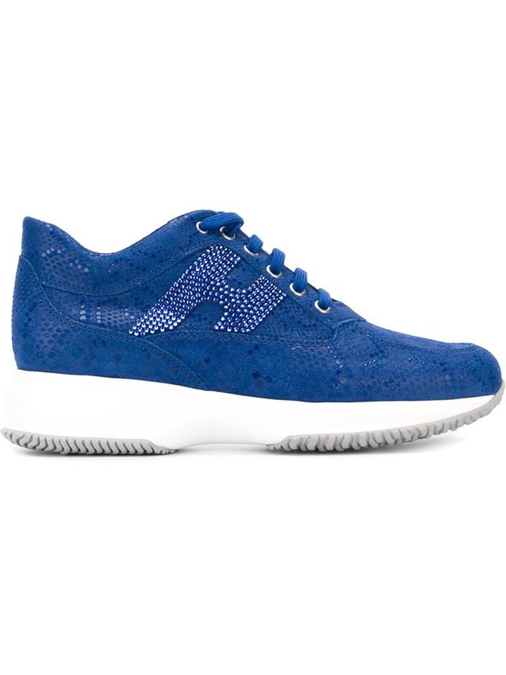 Hogan Interactive Sneakers, Women's, Size: 38.5, Blue, Leather/cotton/rubber