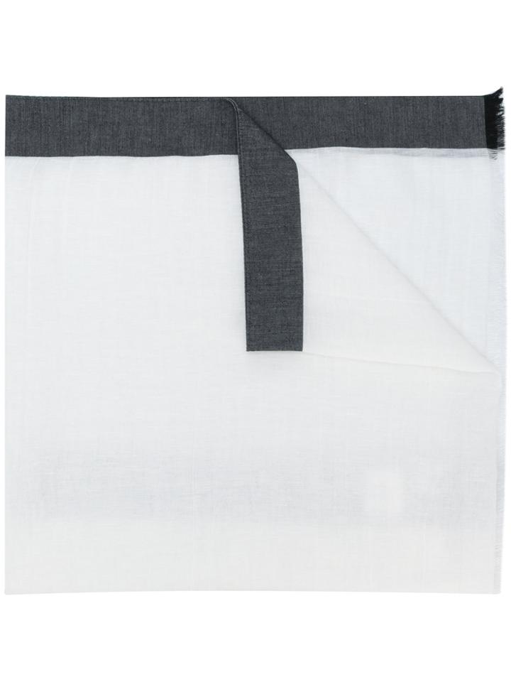 Max Mara Striped Style Scarf - White